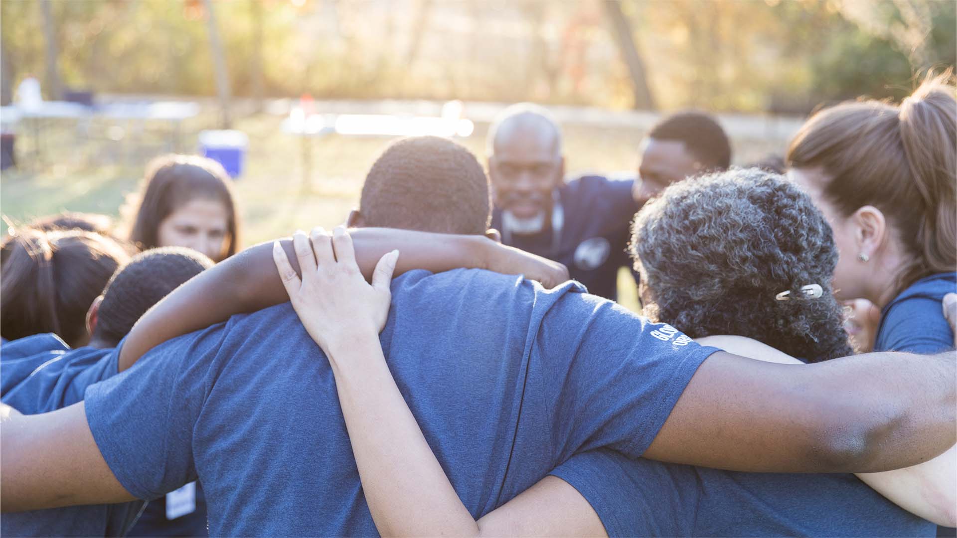 people in a huddle