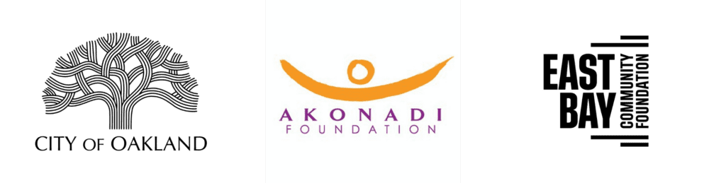 logos for City of Oakland, Akonadi Foundation, and East Bay Community Foundation